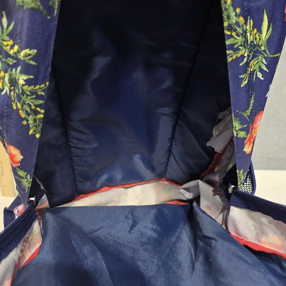 JanSport Big Student Blue Floral Backpack Polyester Zip Pockets
